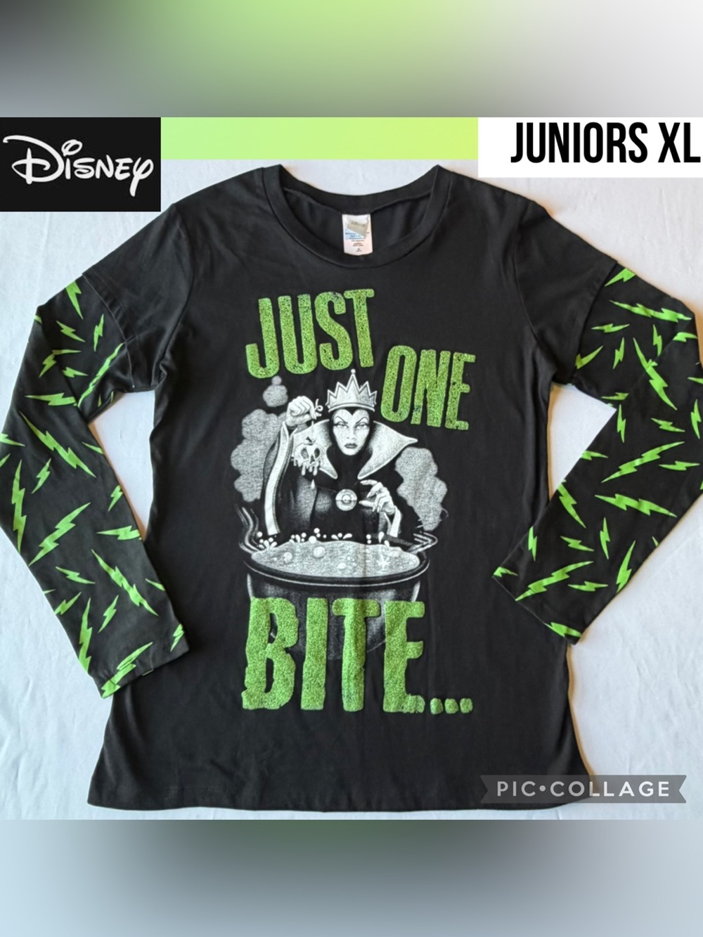 Disney Junior Shirt Snow White Evil Queen Y2K Just One Bite Long Sleeve Black XL
